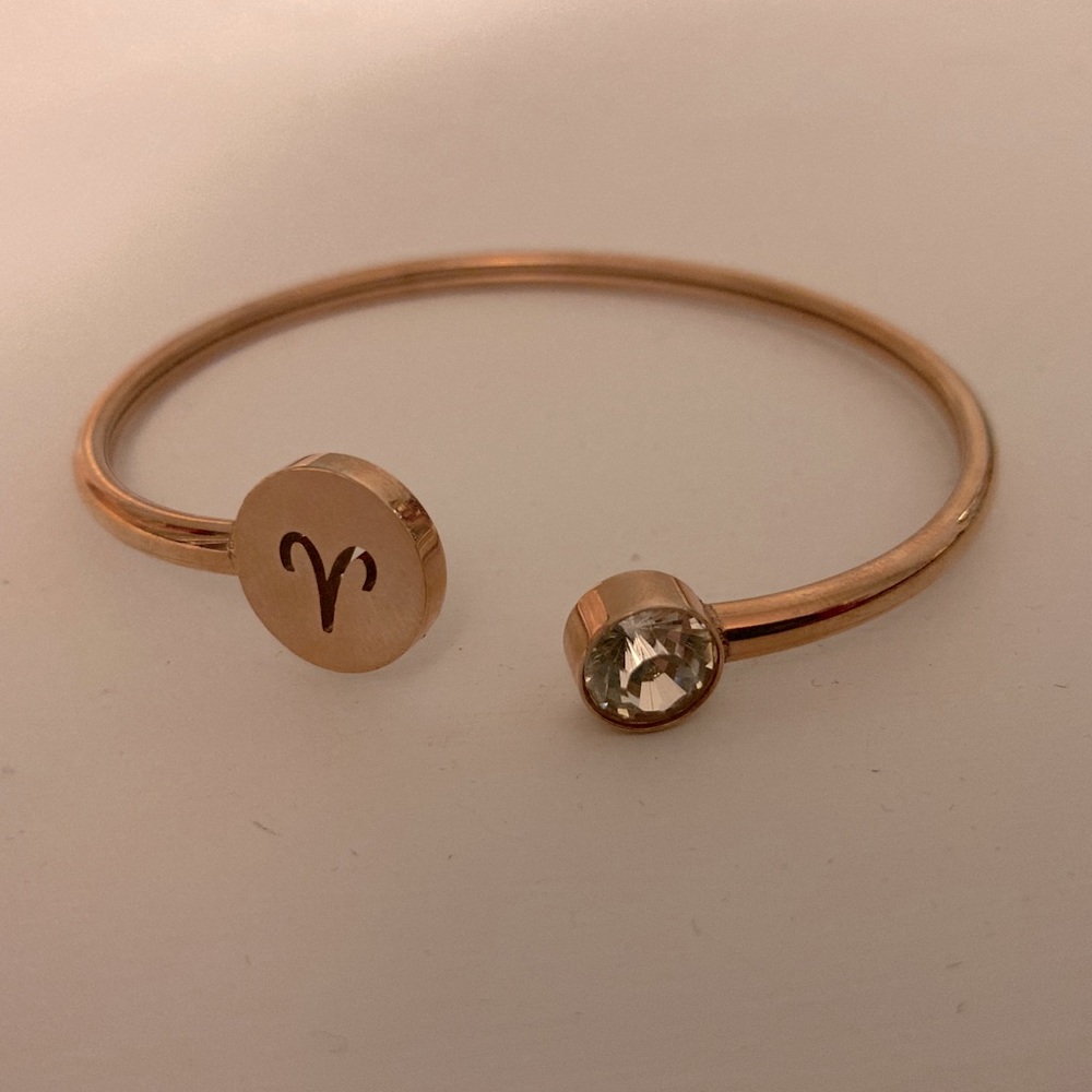 Aries metal rose gold diamond jewel bracelet